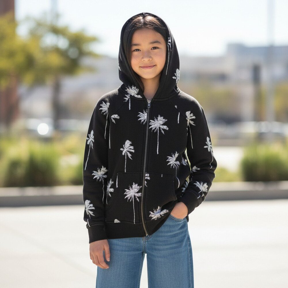 SPIRUTAL GANGSTER Girls Hoodie S 10 Choose Love Palms Zipper Jacket Back Graphic
